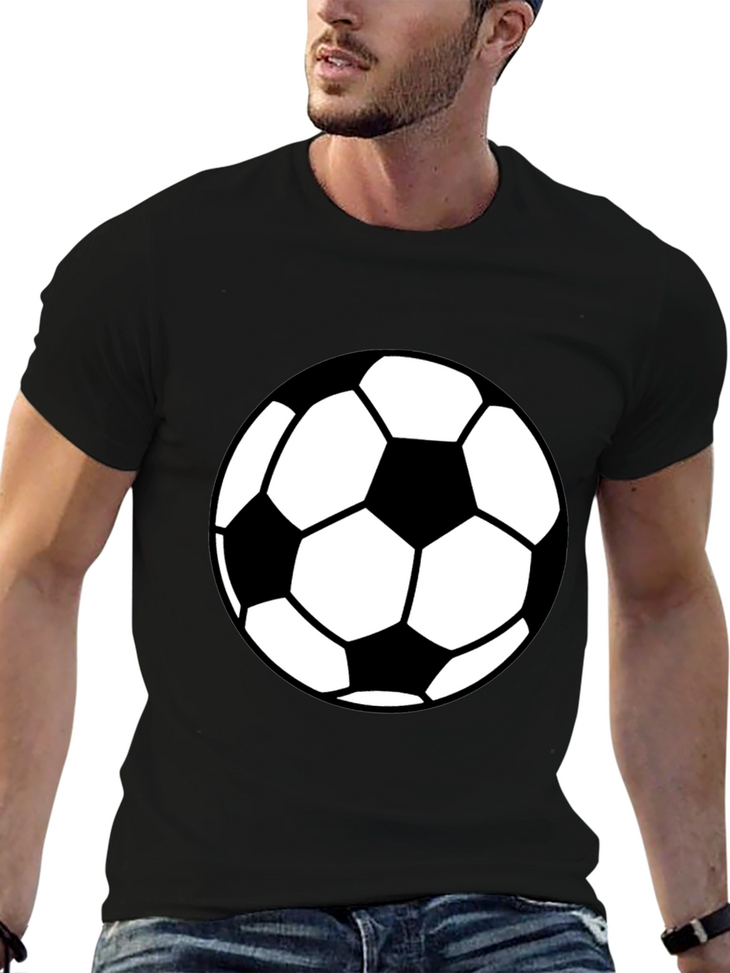 Soccer Ball Graphic Tee - Black Casual T-Shirt