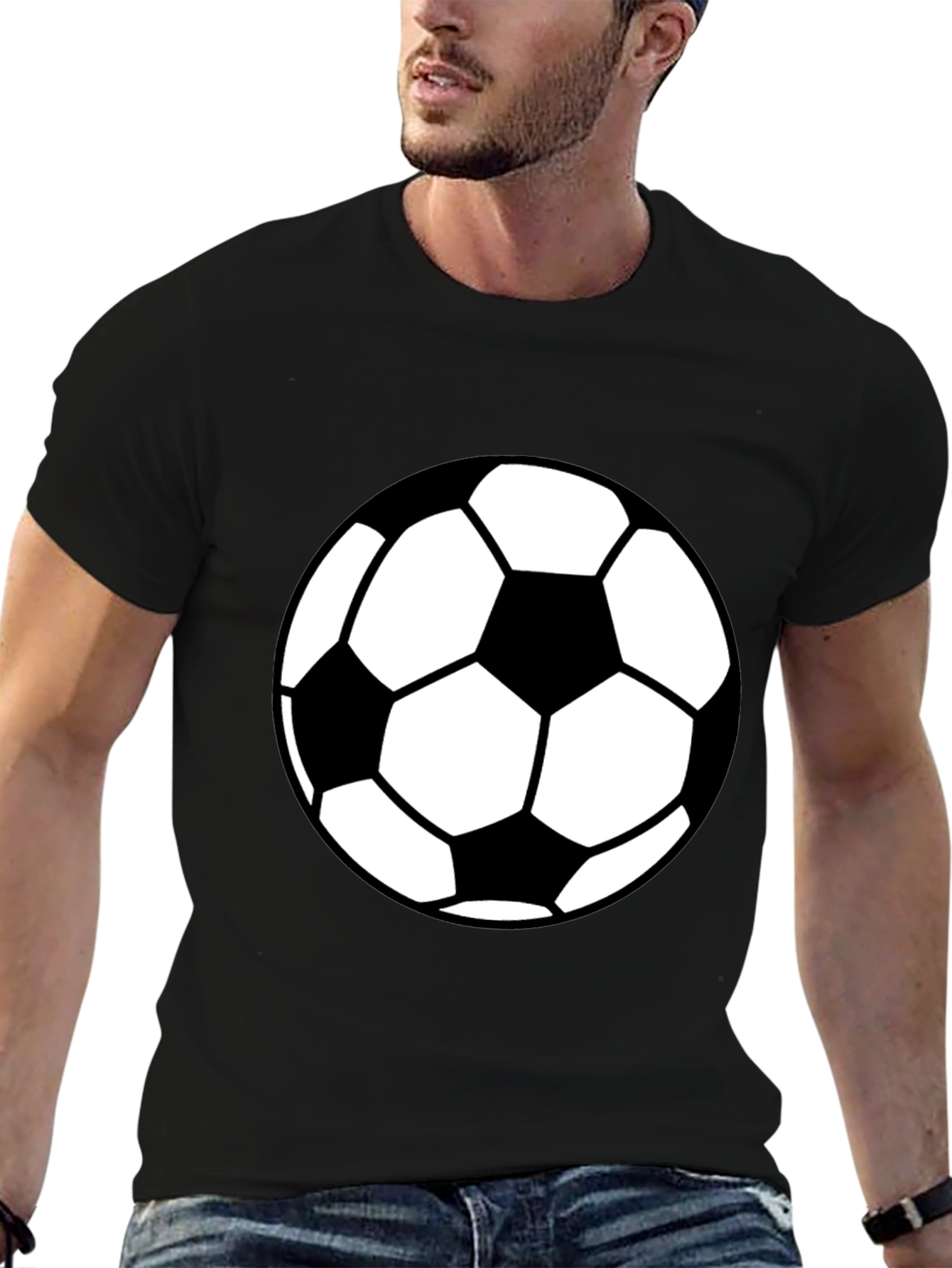 Soccer Ball Graphic Tee - Black Casual T-Shirt
