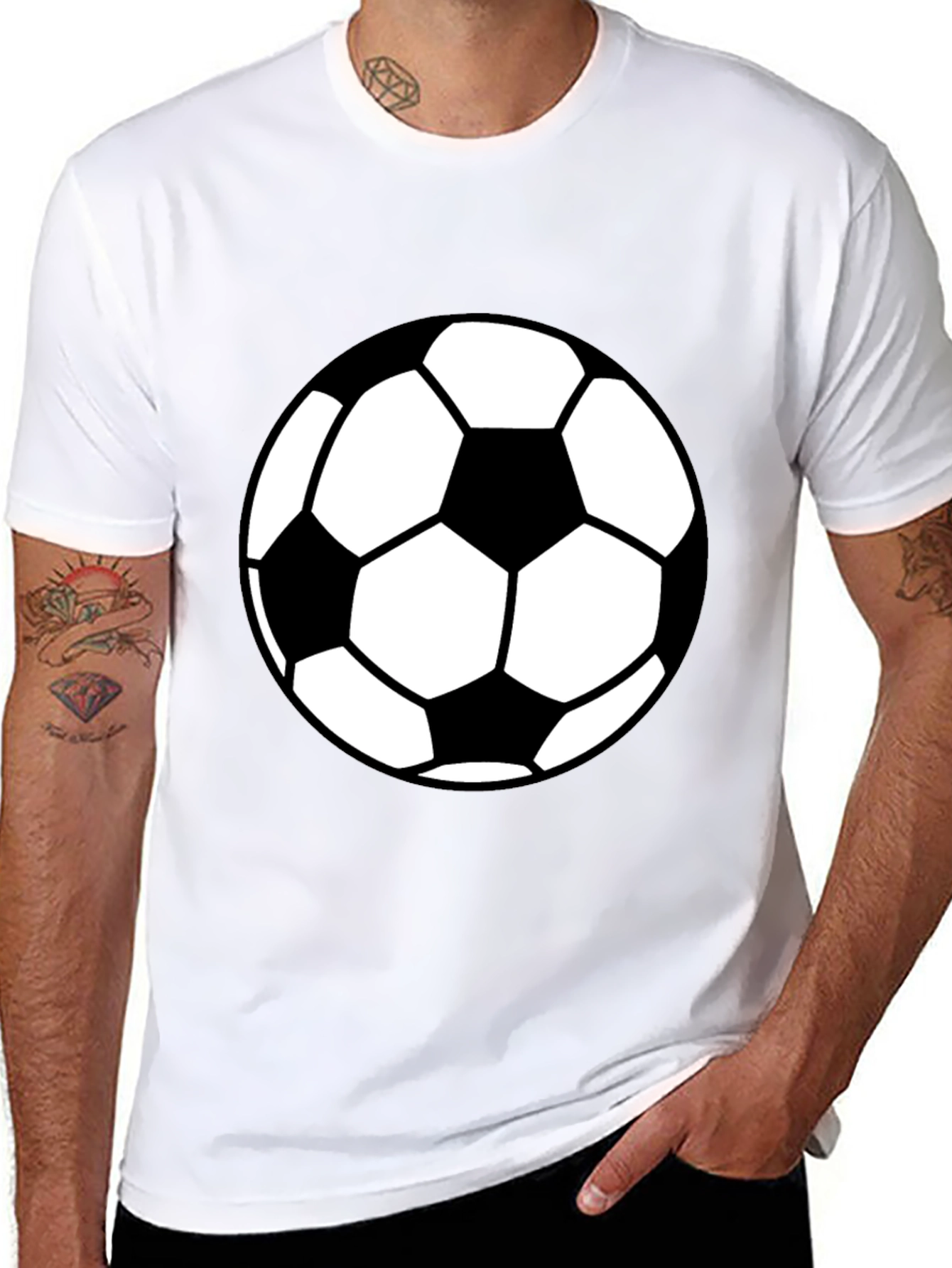 Soccer Ball Graphic Tee - Black Casual T-Shirt