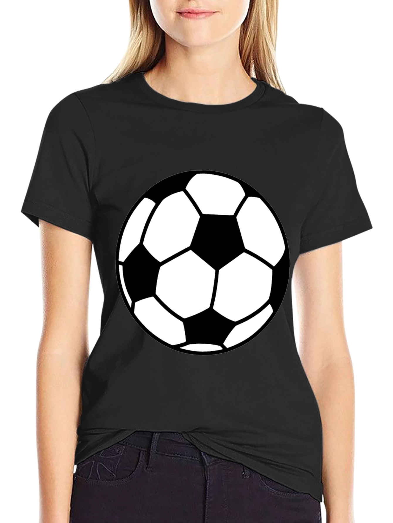 Soccer Ball Graphic Tee - Black Casual T-Shirt