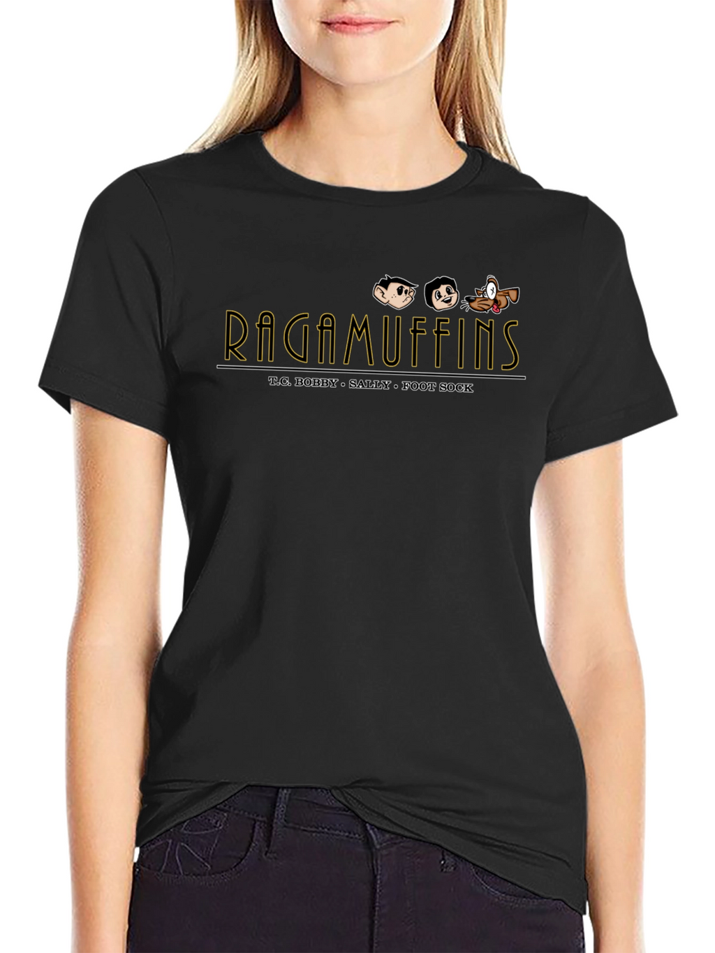 Ragamuffins T.C. Bobby Sally Foot Sock Black T-Shirt