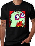Monster Graphic Print Black Crew Neck T-Shirt