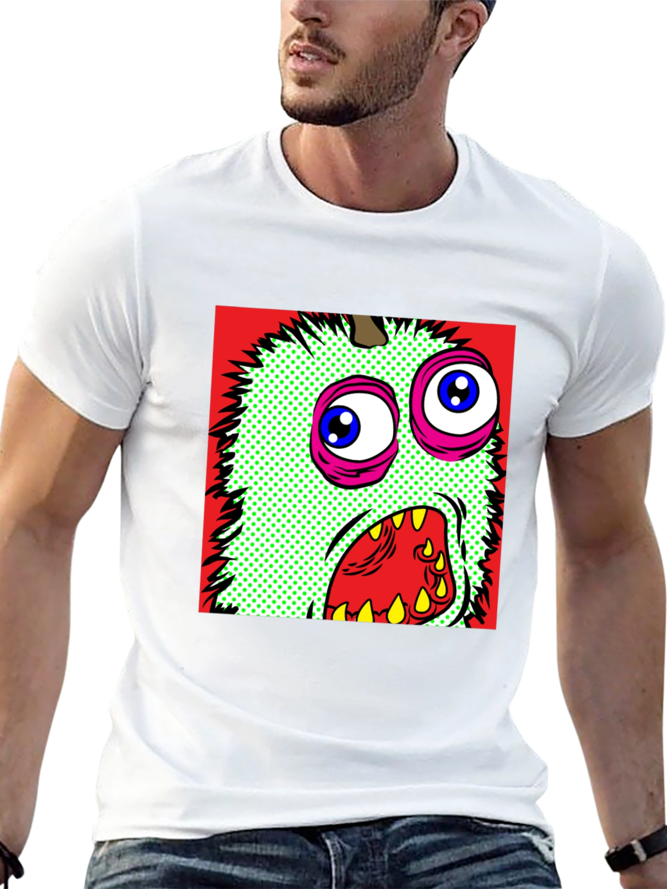 Monster Graphic Print Black Crew Neck T-Shirt