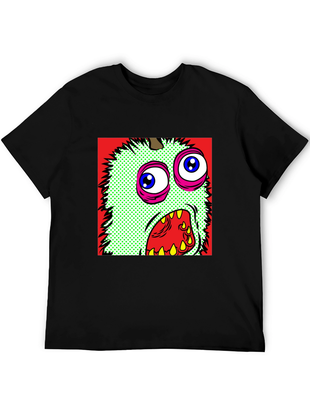Monster Graphic Print Black Crew Neck T-Shirt