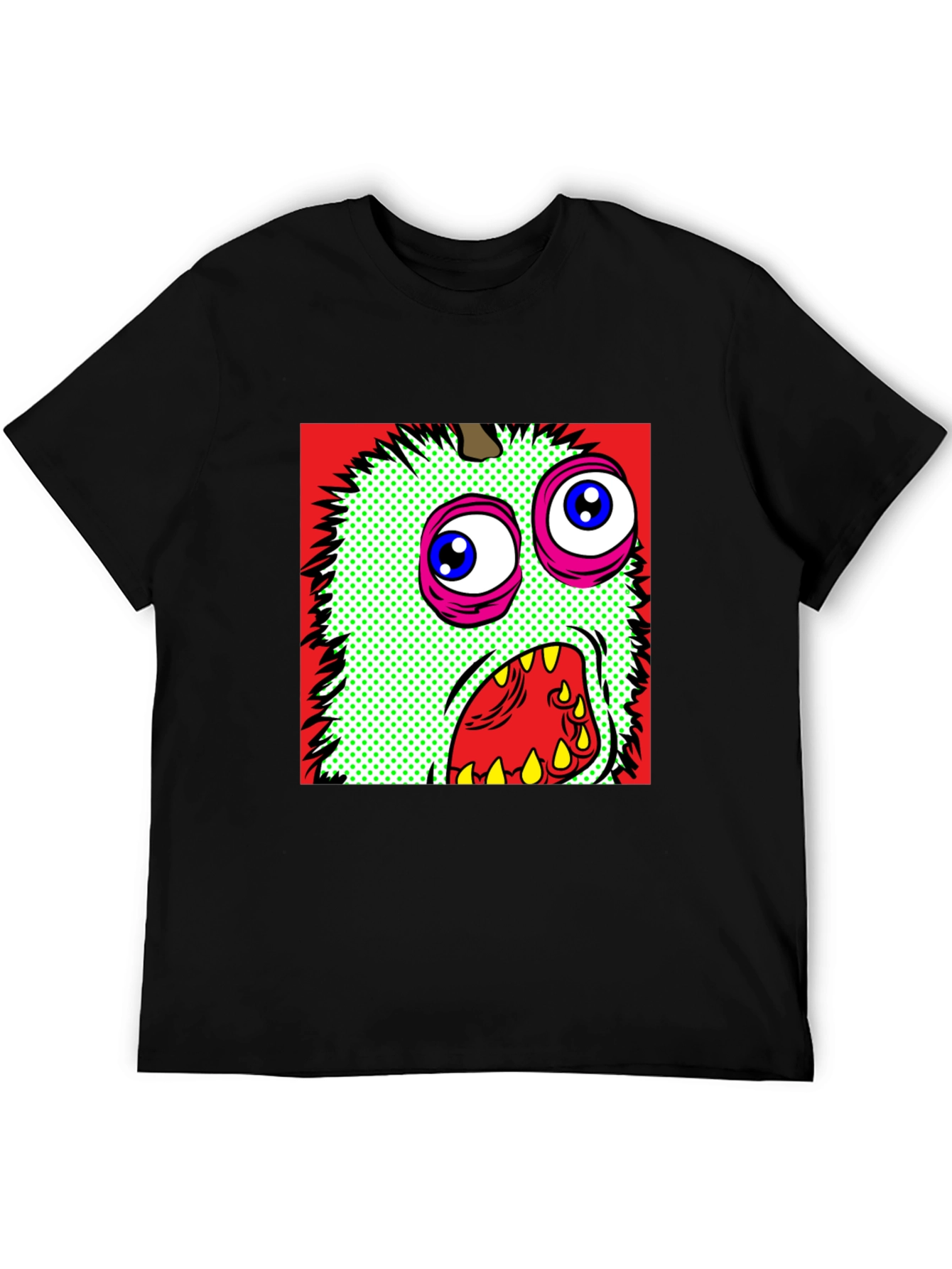 Monster Graphic Print Black Crew Neck T-Shirt