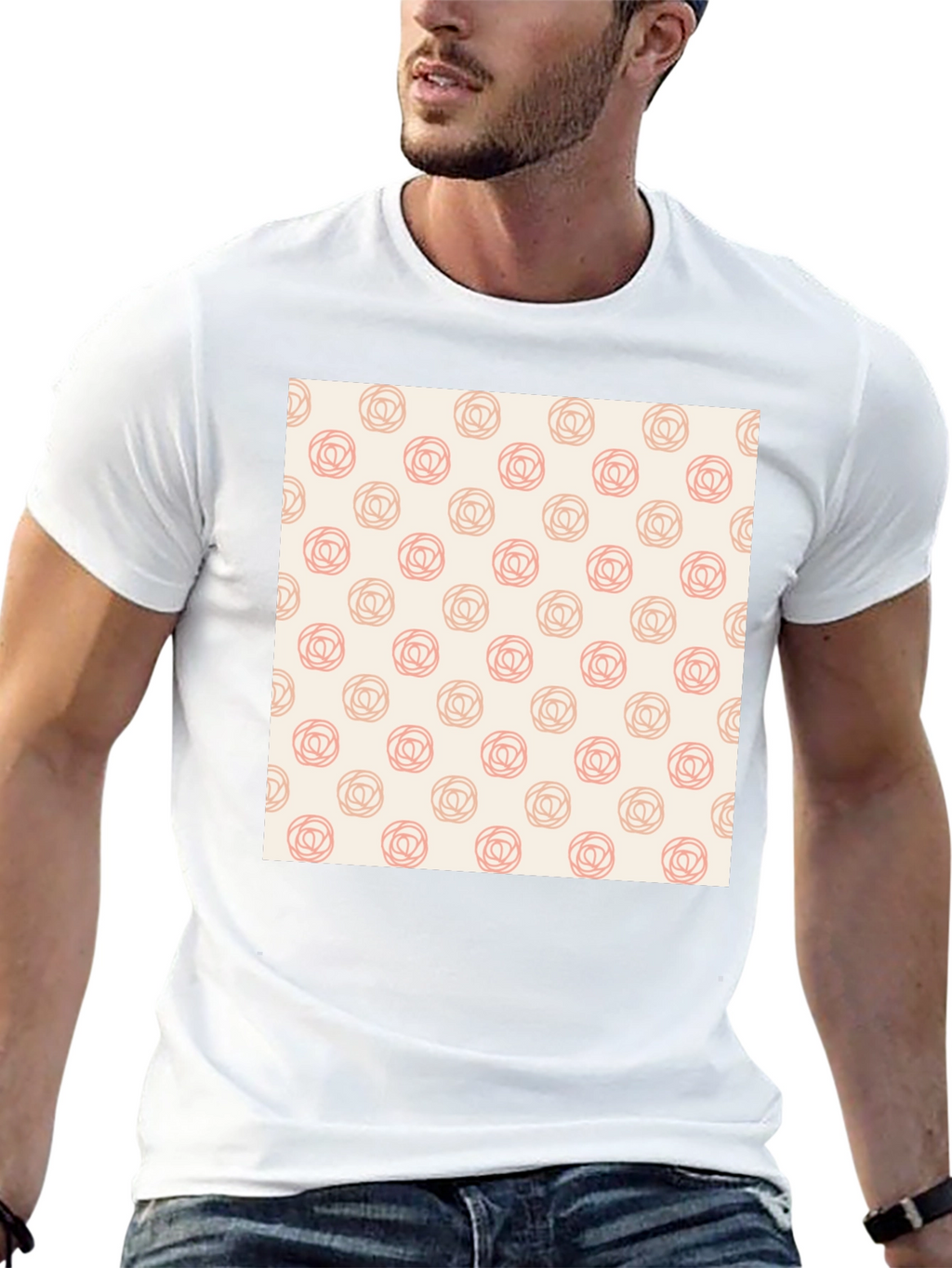 Stylish Black Tee with Floral Rose Pattern