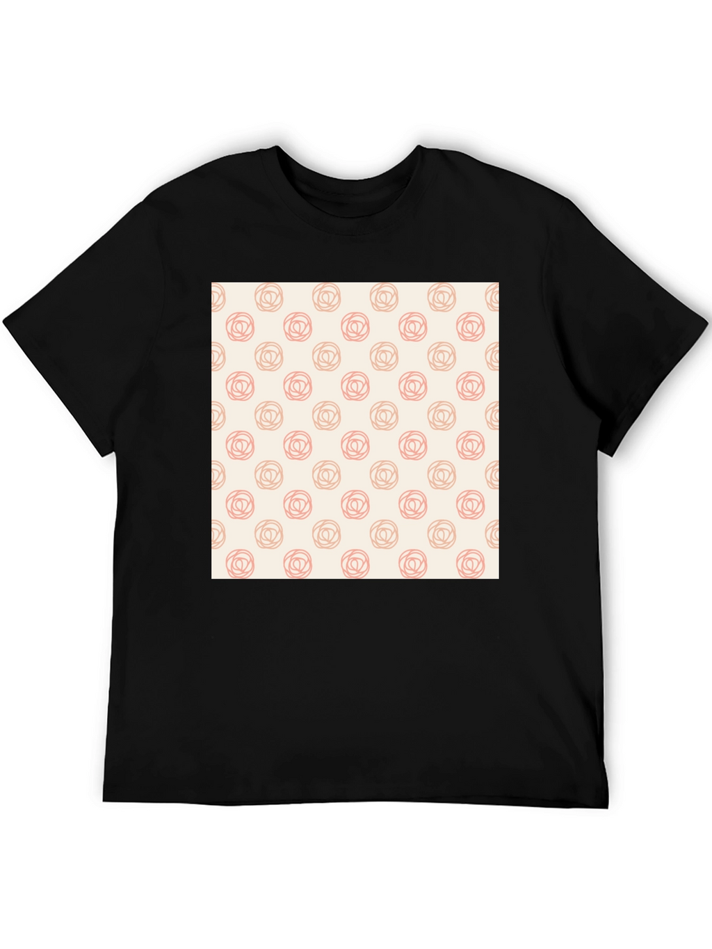Stylish Black Tee with Floral Rose Pattern