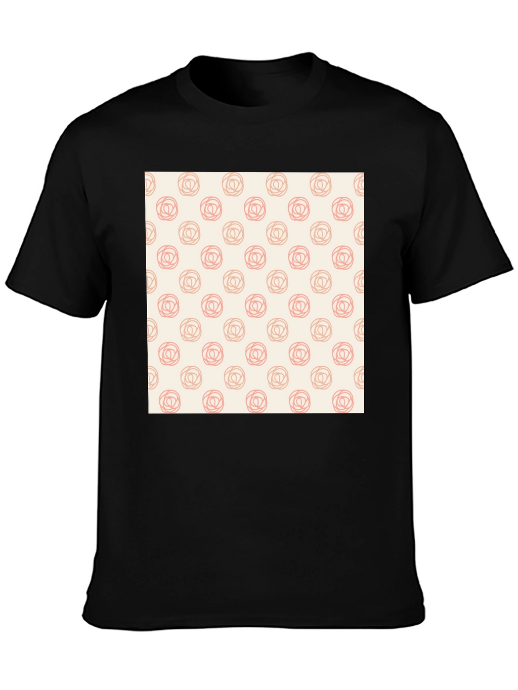 Stylish Black Tee with Floral Rose Pattern
