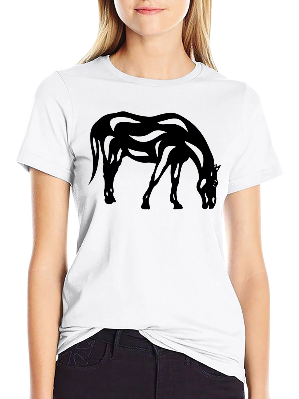 Black Horse Graphic Tee - Mens Casual T-Shirt