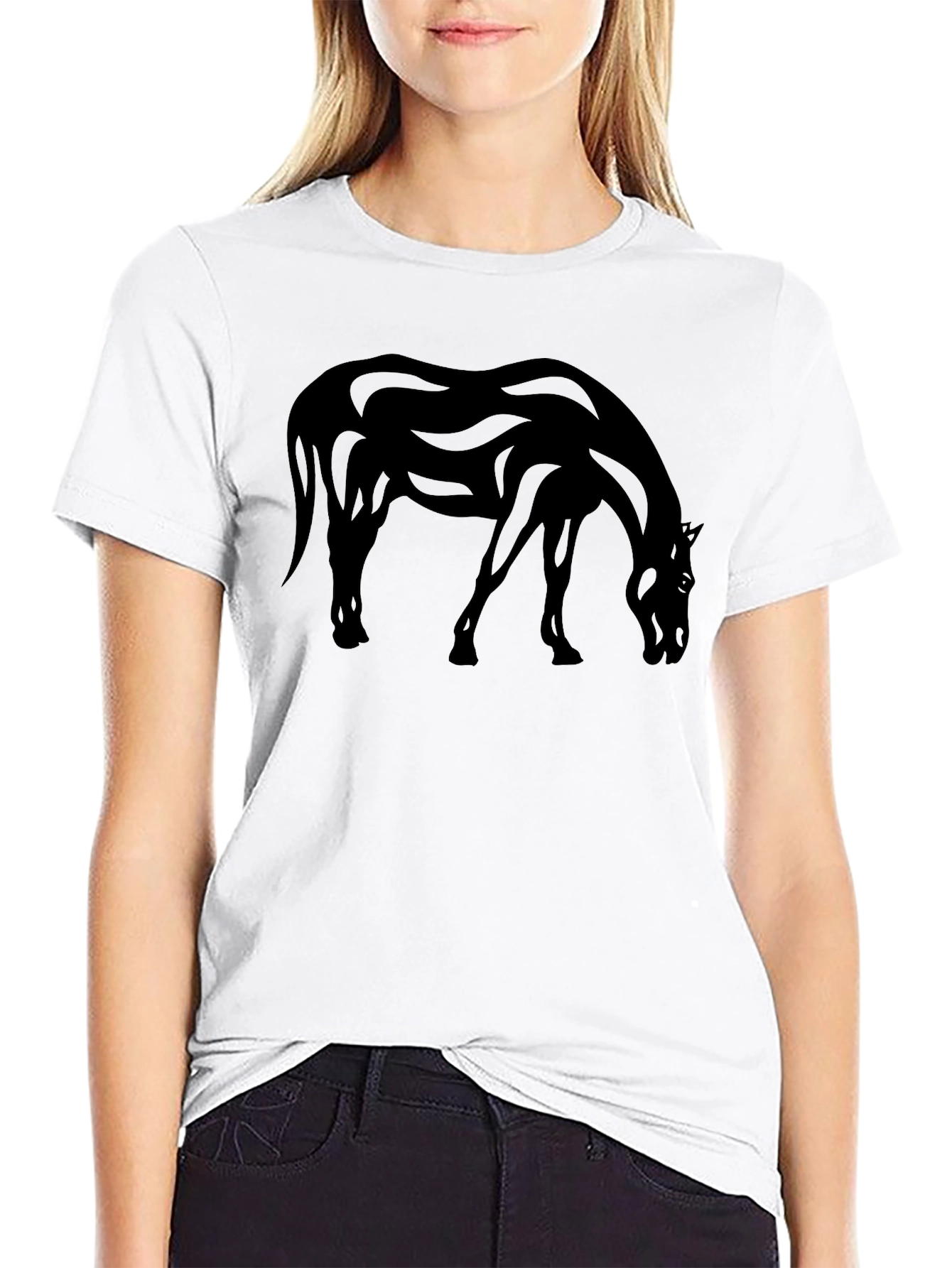Black Horse Graphic Tee - Mens Casual T-Shirt