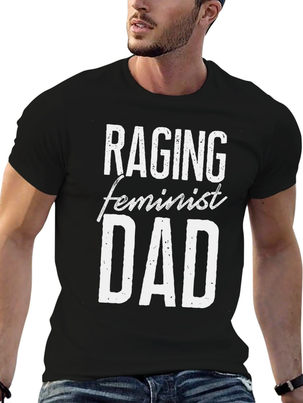 Raging Feminist Dad Graphic Tee - Black Cotton T-Shirt