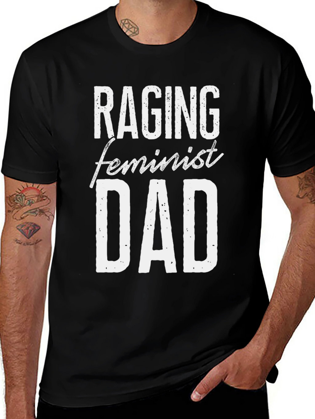Raging Feminist Dad Graphic Tee - Black Cotton T-Shirt