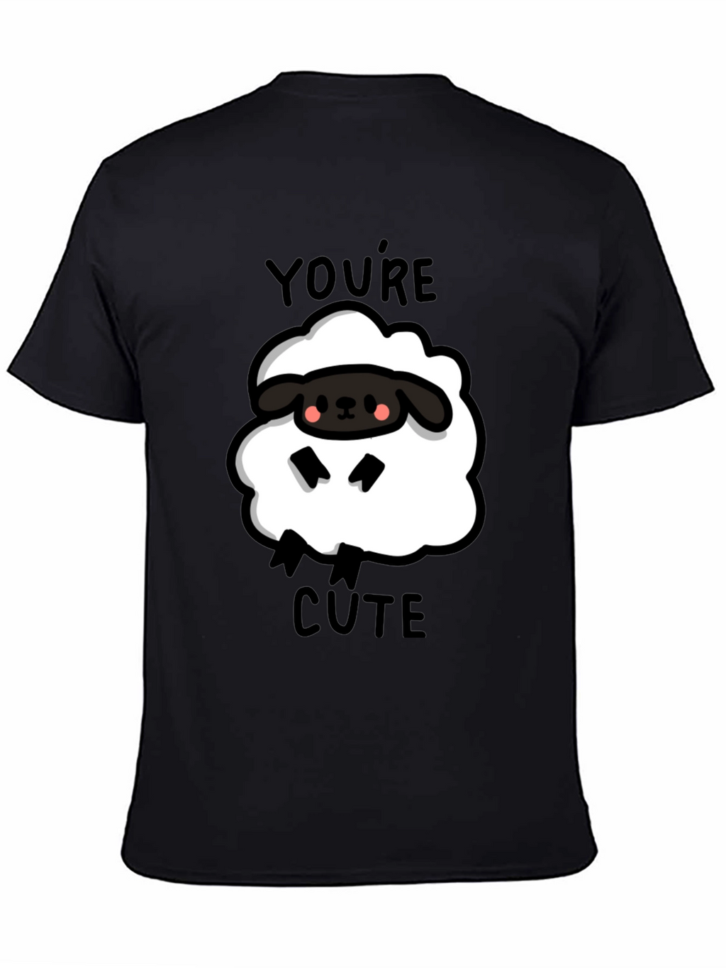 Youre Cute Sheep Graphic Tee - Black Casual T-Shirt