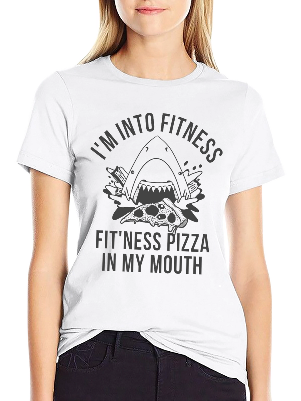 Fitness Pizza Shark Graphic Tee