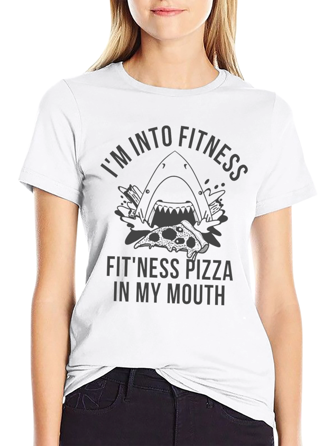 Fitness Pizza Shark Graphic Tee