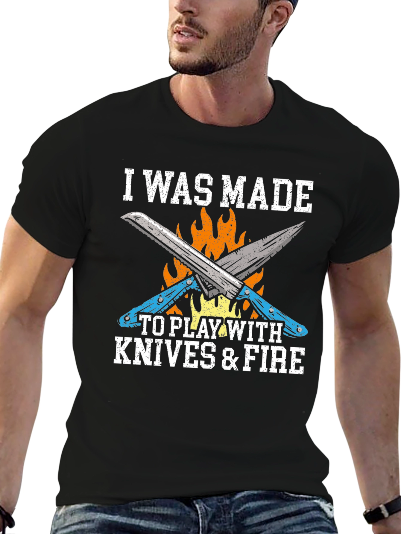 Knives & Fire Graphic Tee - Chef Cook BBQ