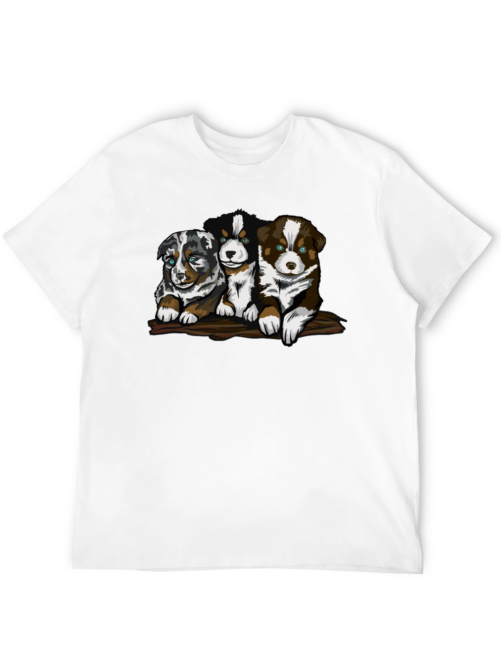 Cute Puppy Trio Graphic T-Shirt - Black