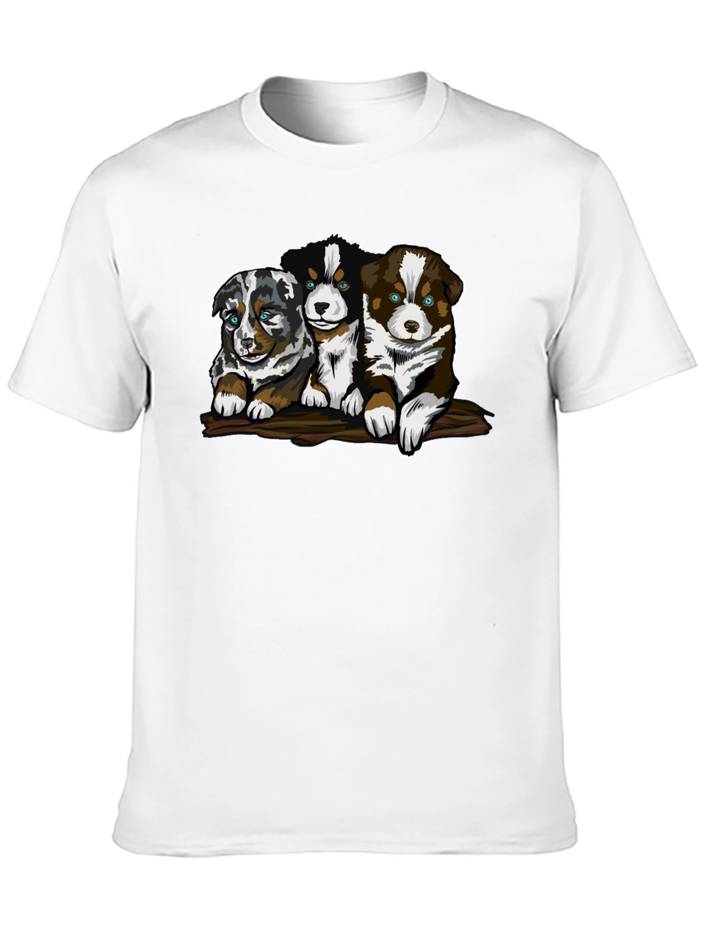 Cute Puppy Trio Graphic T-Shirt - Black