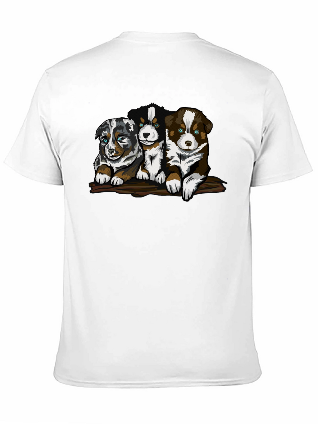 Cute Puppy Trio Graphic T-Shirt - Black