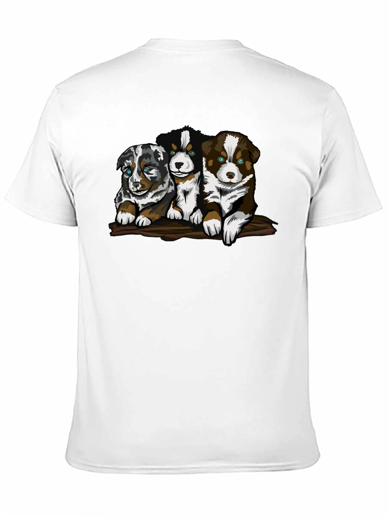 Cute Puppy Trio Graphic T-Shirt - Black