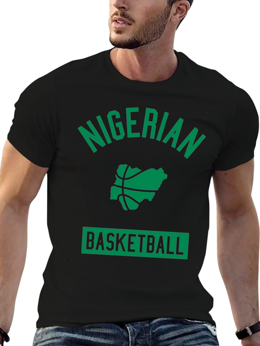 Nigerian Basketball Graphic T-Shirt - Black