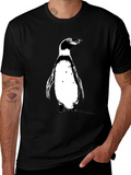 Penguin Graphic Tee - Black Cotton T-Shirt