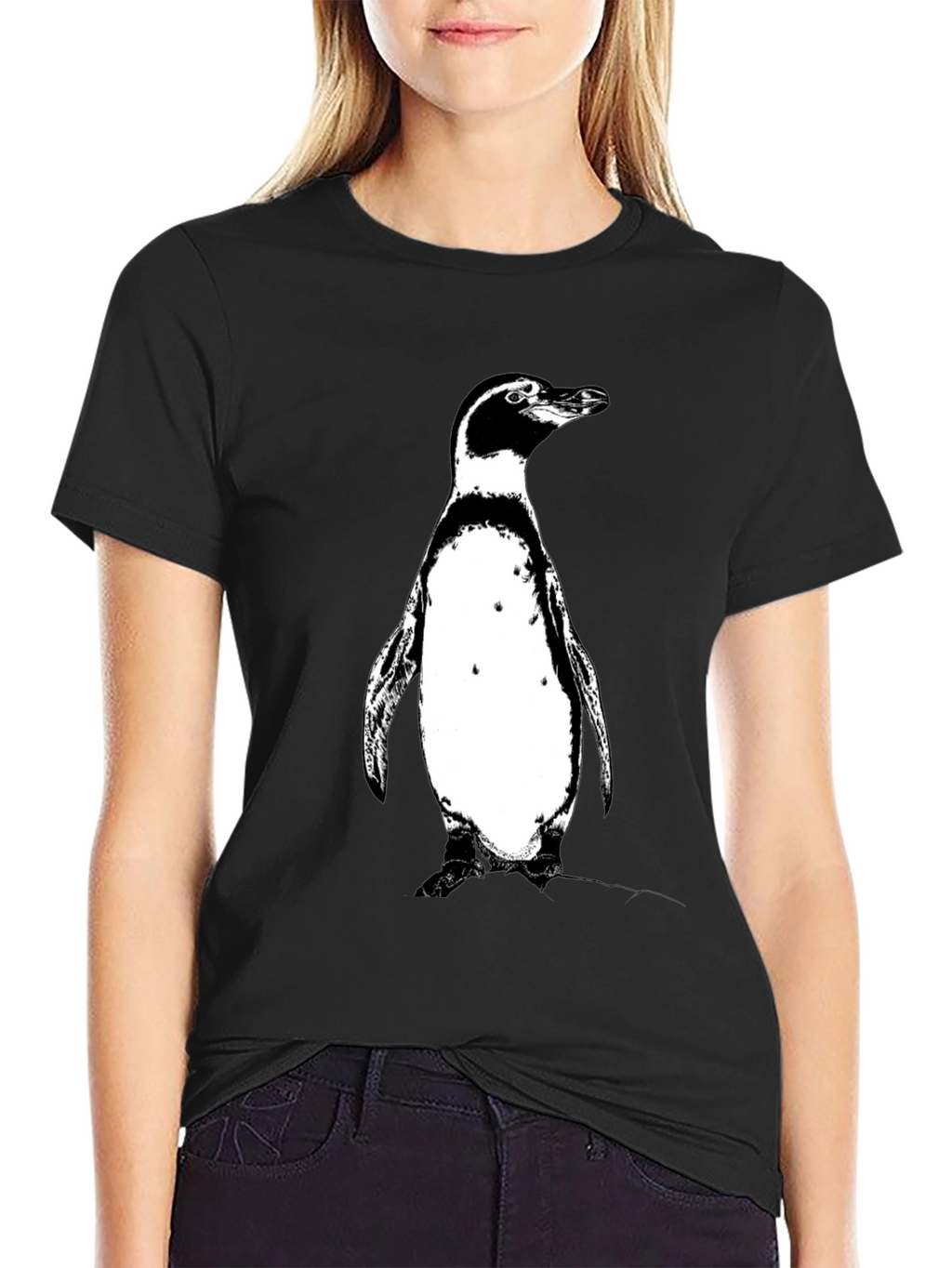 Penguin Graphic Tee - Black Cotton T-Shirt