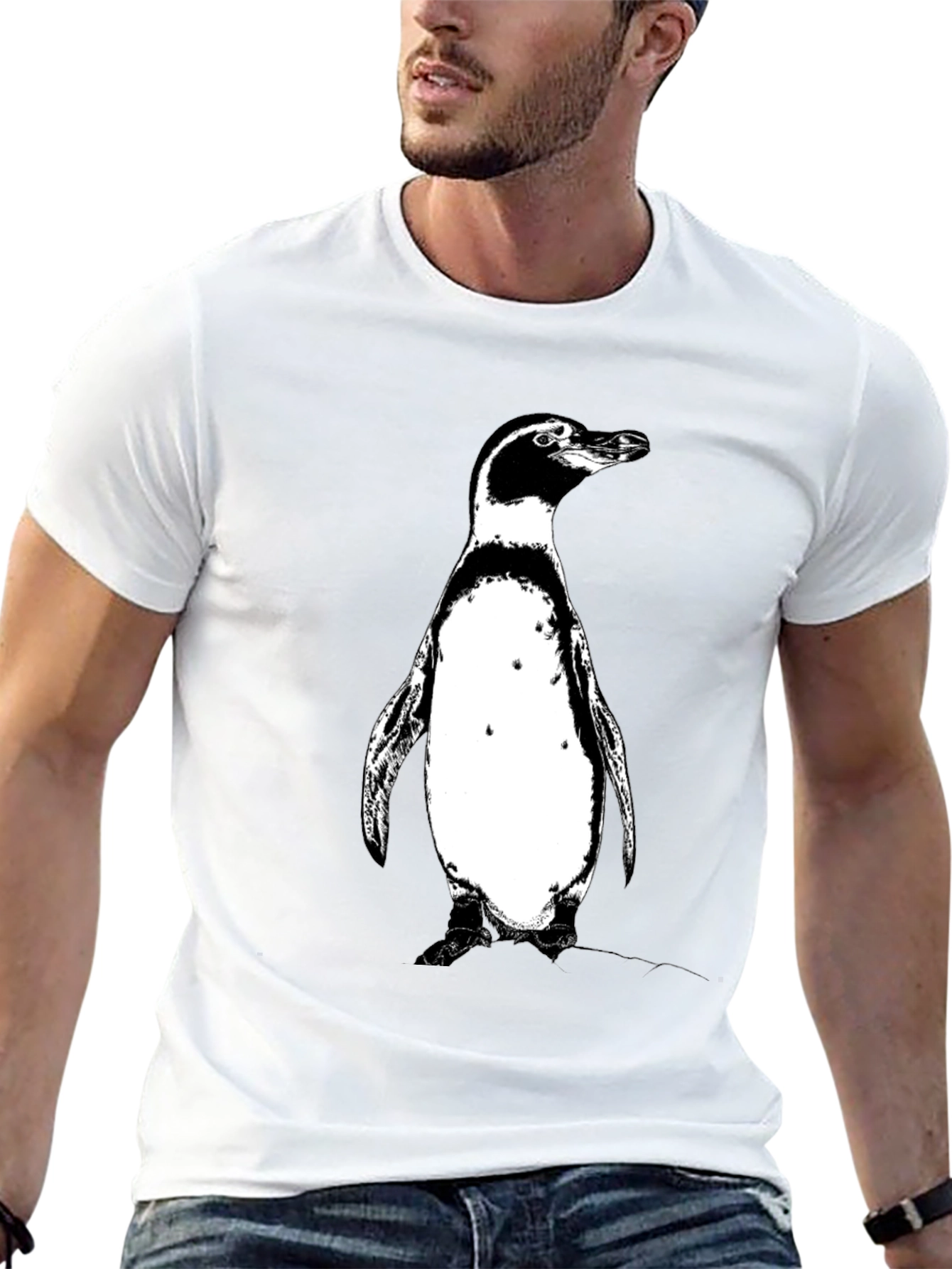 Penguin Graphic Tee - Black Cotton T-Shirt