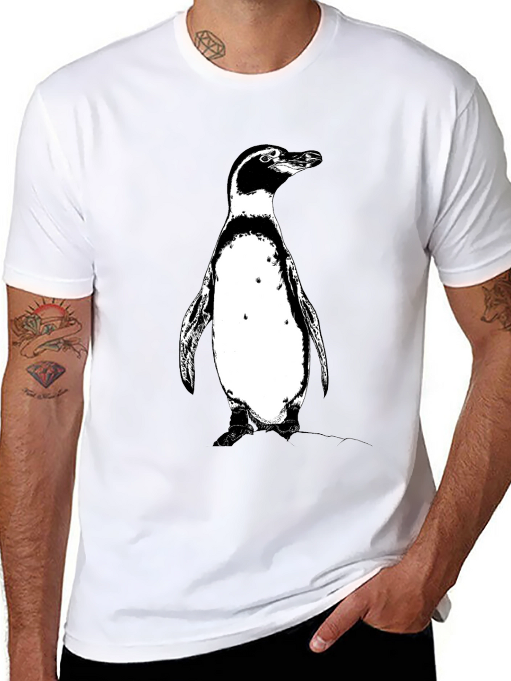 Penguin Graphic Tee - Black Cotton T-Shirt