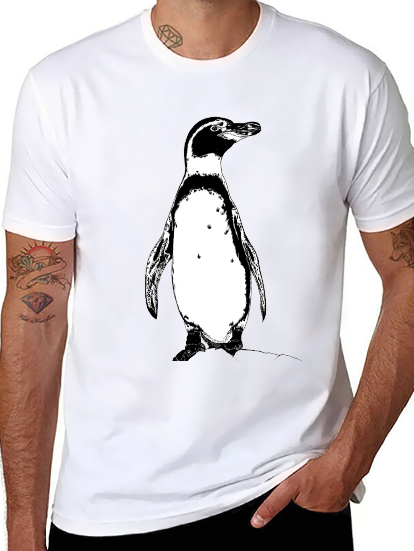 Penguin Graphic Tee - Black Cotton T-Shirt