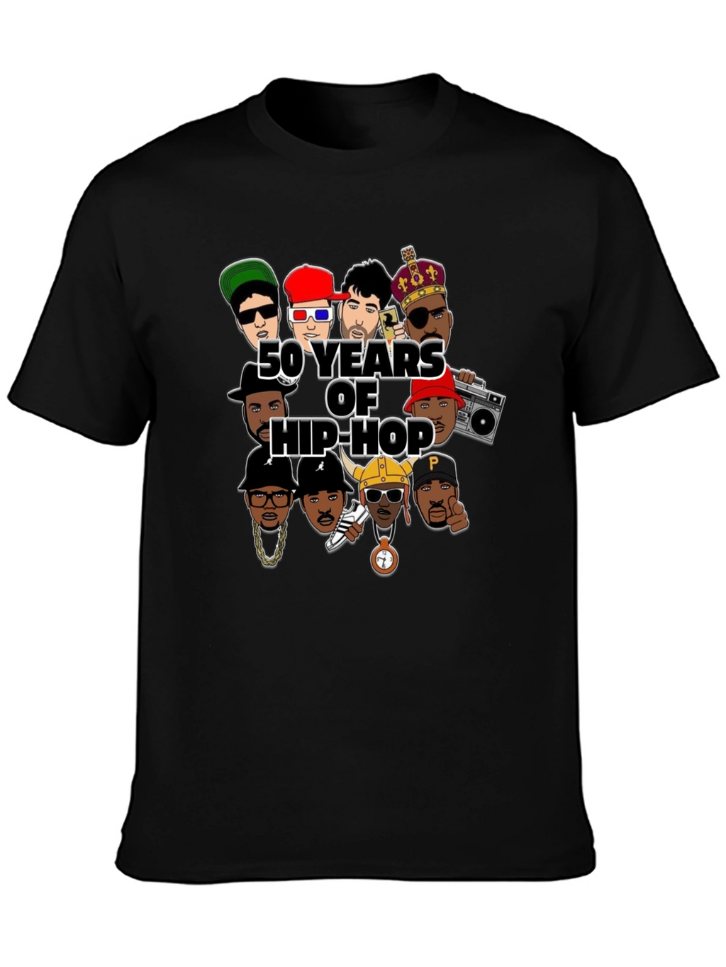 50 Years of Hip-Hop Graphic Black T-Shirt