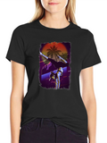 Retro Handstand T-Shirt - Synthwave Palm Tree Design
