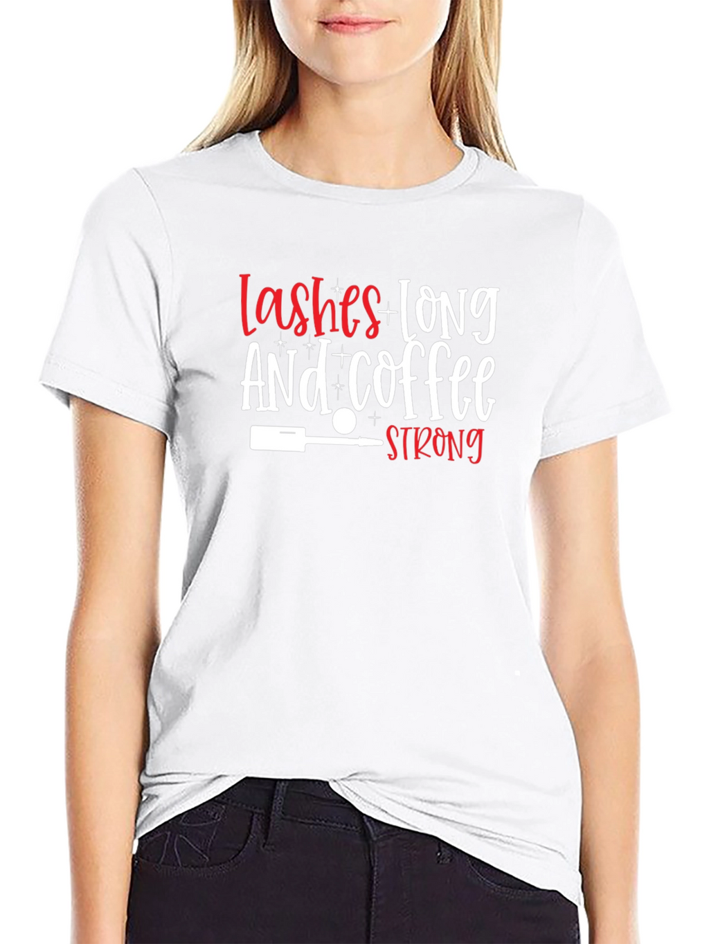 Lashes Long & Coffee Strong Graphic T-Shirt