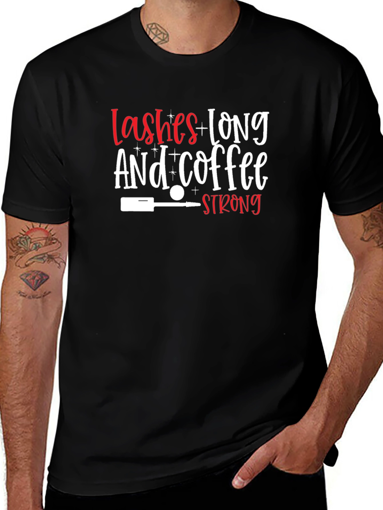 Lashes Long & Coffee Strong Graphic T-Shirt