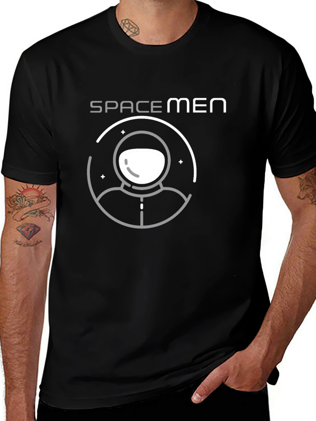 Spacemen Graphic Print Black T-Shirt