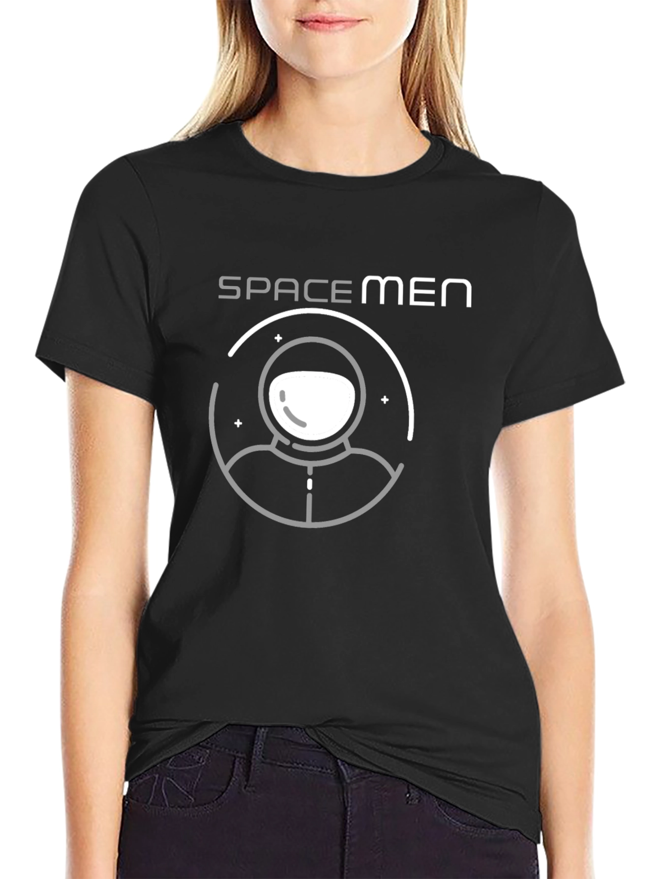 Spacemen Graphic Print Black T-Shirt