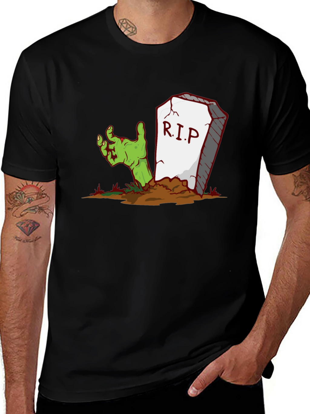 Zombie Hand RIP T-Shirt - Halloween Apparel