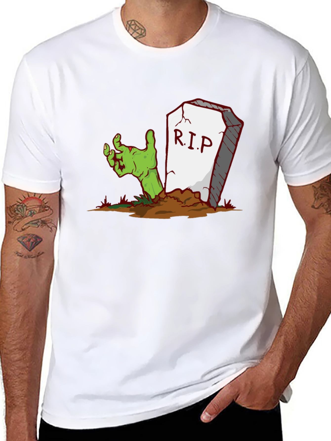 Zombie Hand RIP T-Shirt - Halloween Apparel