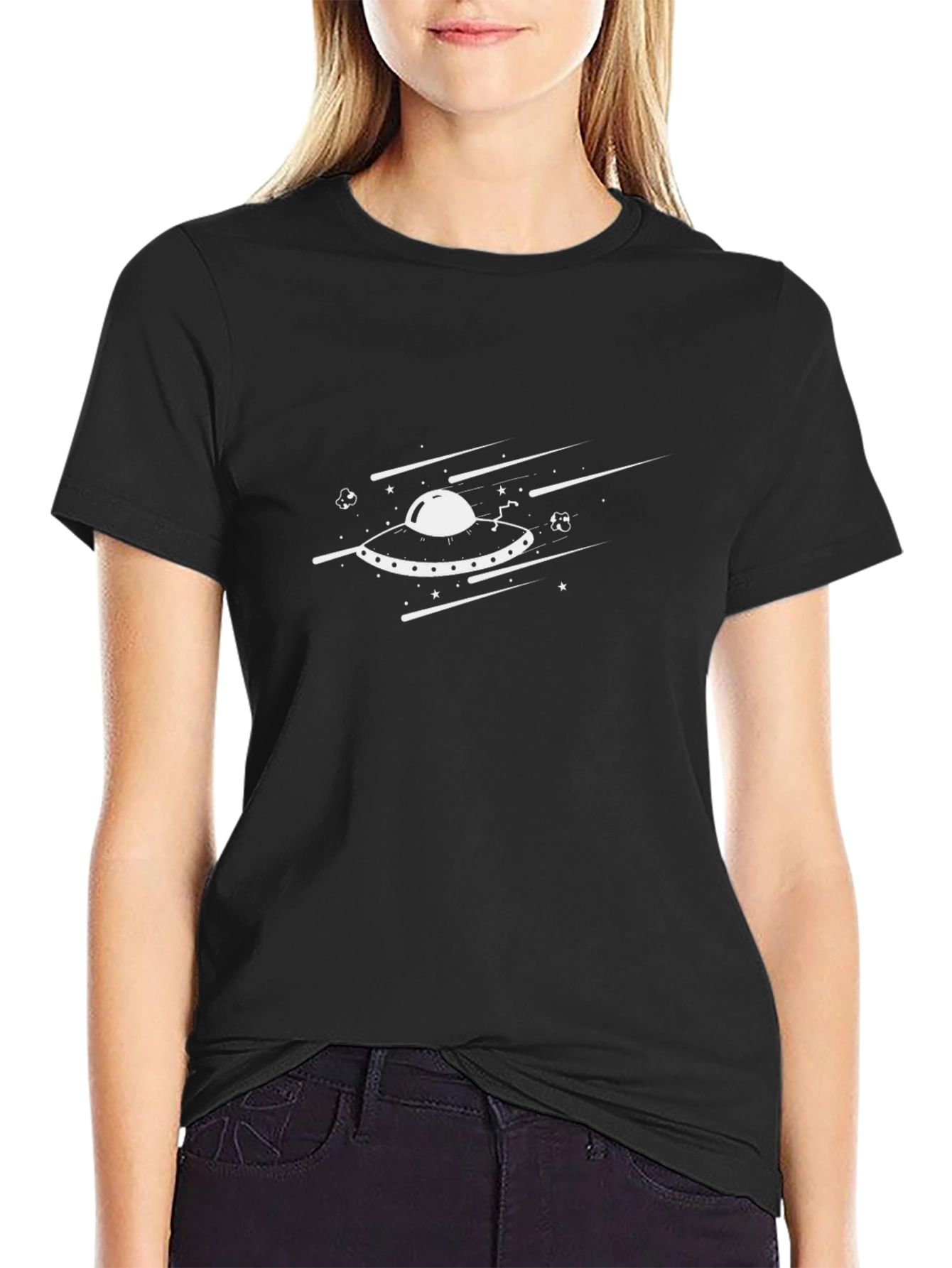 UFO Graphic T-Shirt - Black Cotton Tee