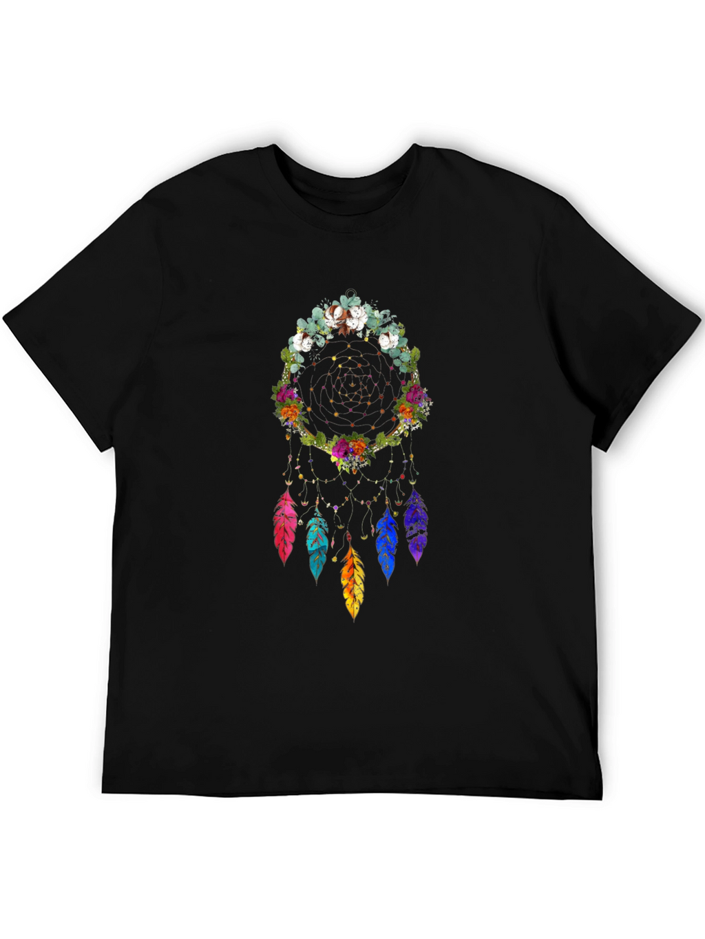 Floral Dream Catcher Graphic Tee - Black