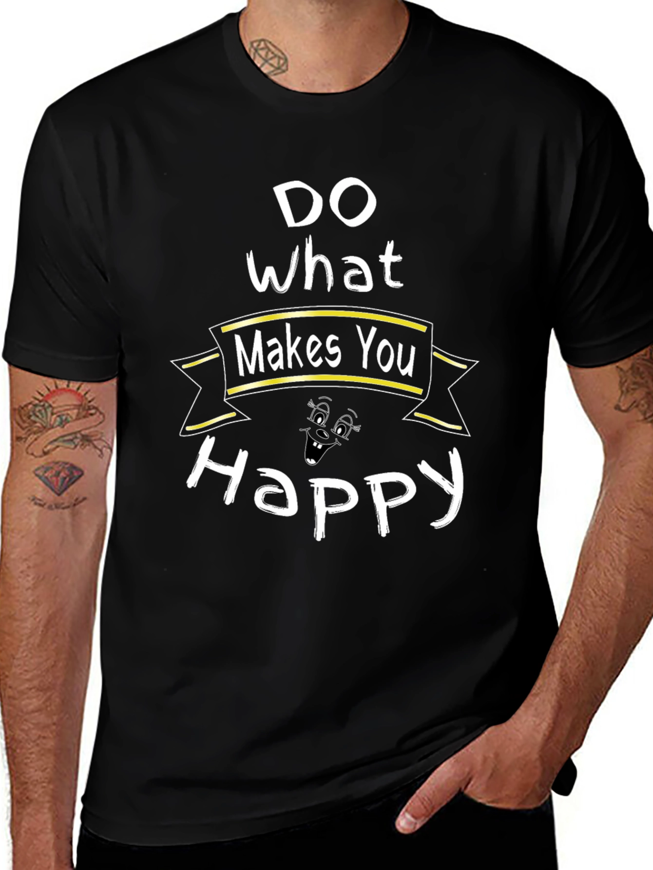 Do What Makes You Happy Graphic Tee - Black Cotton Blend