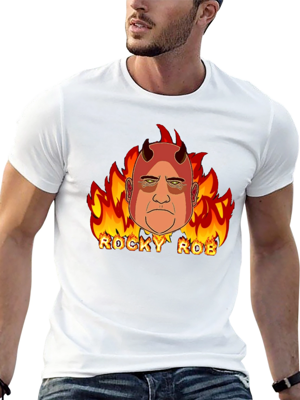 Rocky Rob Devil Flame Graphic Black T-Shirt