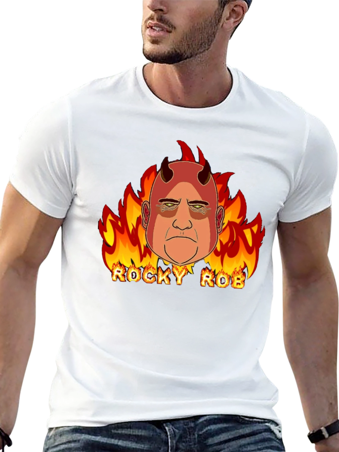 Rocky Rob Devil Flame Graphic Black T-Shirt