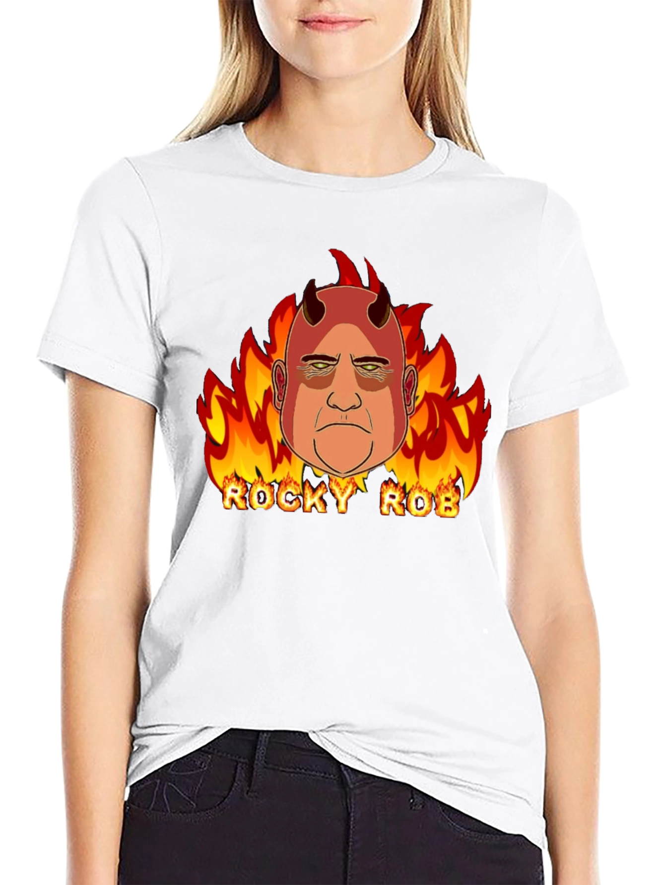 Rocky Rob Devil Flame Graphic Black T-Shirt