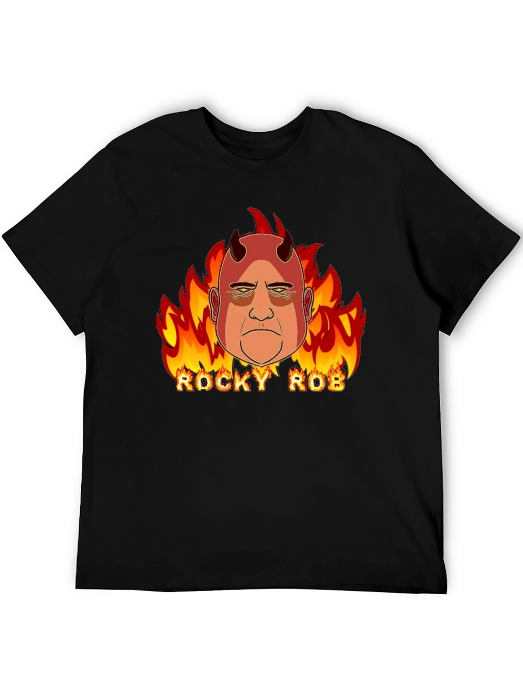 Rocky Rob Devil Flame Graphic Black T-Shirt