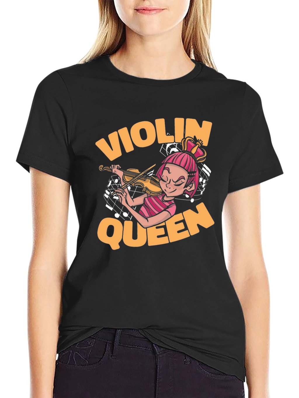 Violin Queen Black T-Shirt - Music Lover Tee
