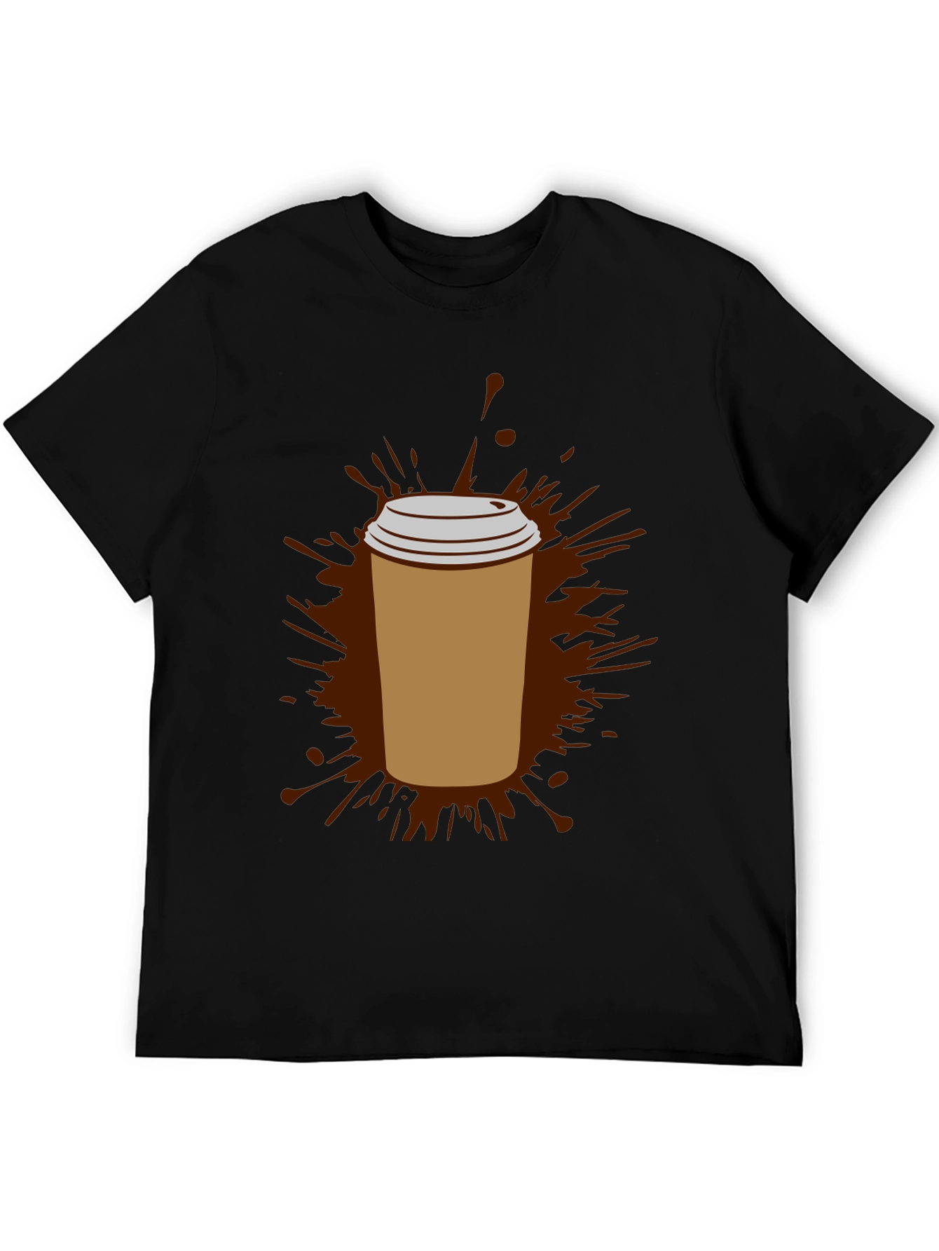 Coffee Splash Graphic Tee - Black Cotton Comfort