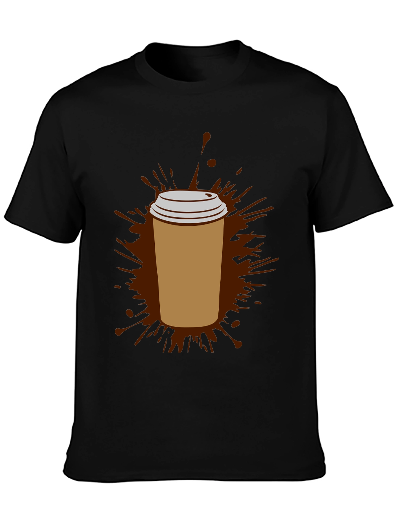 Coffee Splash Graphic Tee - Black Cotton Comfort