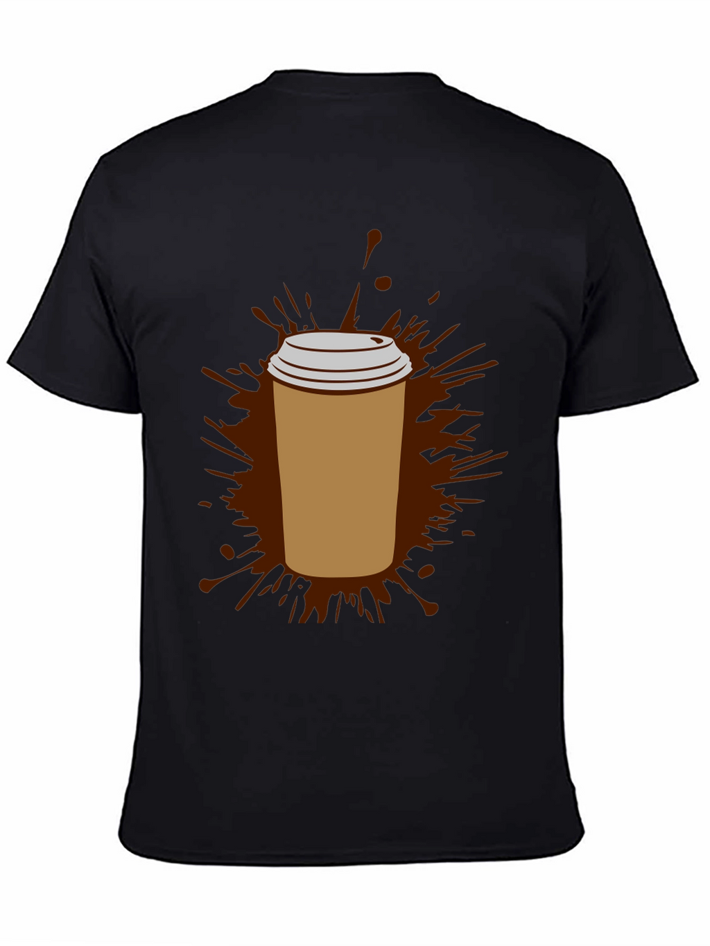 Coffee Splash Graphic Tee - Black Cotton Comfort