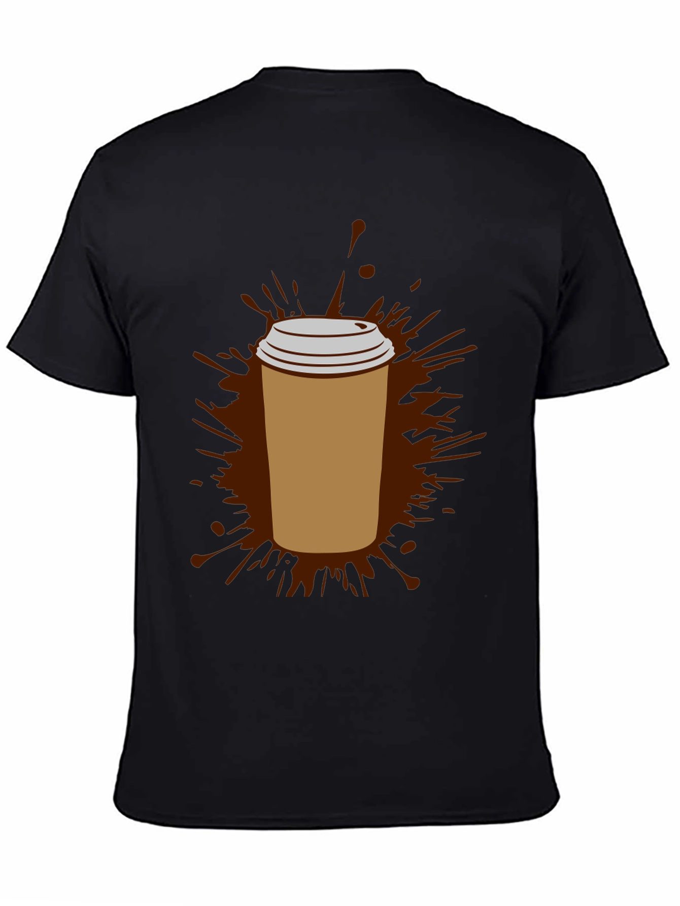 Coffee Splash Graphic Tee - Black Cotton Comfort